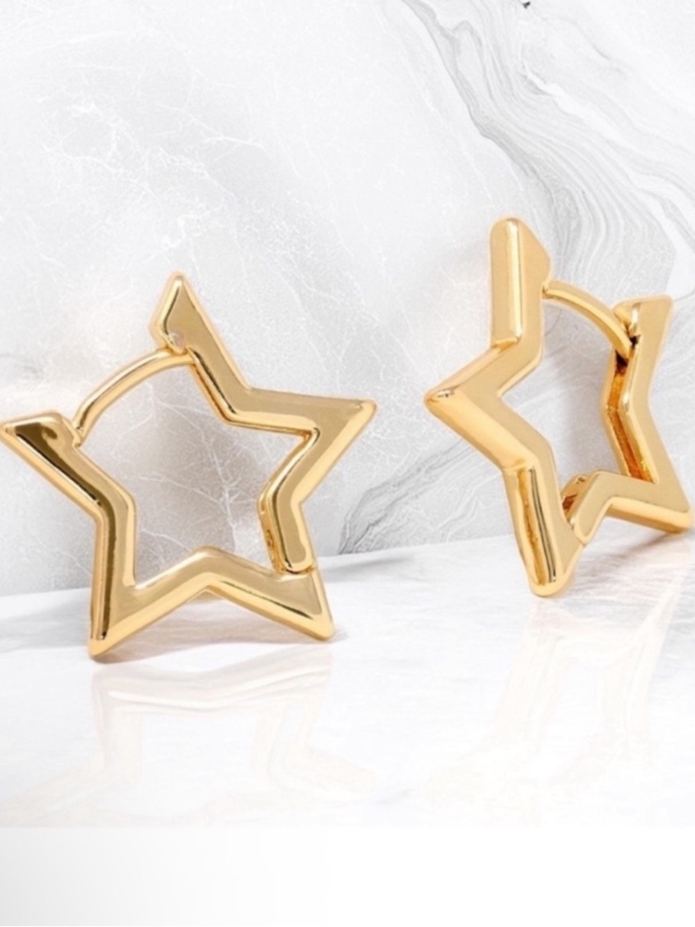 925 Sterling Silver & Gold Plated Star Hoop Earrings